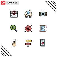 paquete de iconos vectoriales de stock de 9 signos y símbolos de línea para la alfombra de flores de verano zoom en elementos de diseño vectorial editables vector