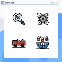 4 Universal Filledline Flat Colors Set for Web and Mobile Applications search van business product global Editable Vector Design Elements