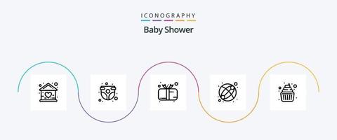 paquete de iconos de la línea 5 de baby shower que incluye juguete. bebé. infancia. regalo. niño vector
