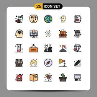 Set of 25 Modern UI Icons Symbols Signs for head pdf document planet pdf brian Editable Vector Design Elements