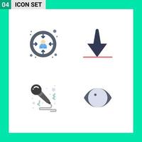 Pictogram Set of 4 Simple Flat Icons of centricity party user down eye Editable Vector Design Elements