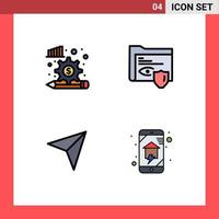User Interface Pack of 4 Basic Filledline Flat Colors of analysis process pin gear security mail Editable Vector Design Elements