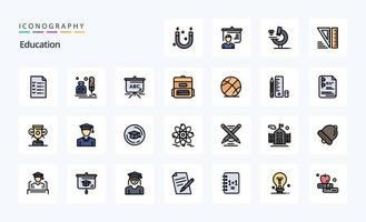 25 Education Line Filled Style icon pack vector