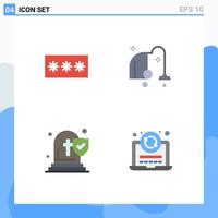 Set of 4 Modern UI Icons Symbols Signs for code church password electrical funeral Editable Vector Design Elements