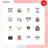 Set of 16 Modern UI Icons Symbols Signs for business phone nature network connection Editable Pack of Creative Vector Design Elements