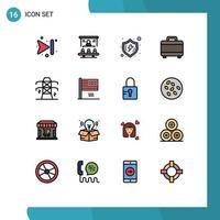 Set of 16 Modern UI Icons Symbols Signs for line planning protect project verify Editable Creative Vector Design Elements