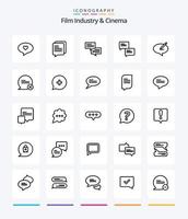 Creative Cenima 25 OutLine icon pack  Such As new. add. note. interaction. communication vector