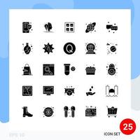 Pack of 25 creative Solid Glyphs of email chatting window chat circular grid Editable Vector Design Elements