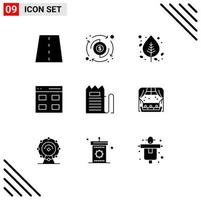 Pictogram Set of 9 Simple Solid Glyphs of user grid transfer communication nature Editable Vector Design Elements