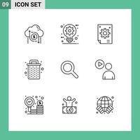 Universal Icon Symbols Group of 9 Modern Outlines of delete basket design development corporate Editable Vector Design Elements