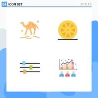 Set of 4 Modern UI Icons Symbols Signs for camel design desert fruit tool Editable Vector Design Elements