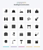 Creative Building And Construction 25 Glyph Solid Black icon pack  Such As construction. city. construction. building. city vector