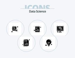 Data Science Glyph Icon Pack 5 Icon Design. chart. document. database. analytics. server vector