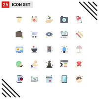 conjunto de 25 iconos de interfaz de usuario modernos signos de símbolos para imagen de flor inicio de negocio cámara de picnic elementos de diseño vectorial editables vector