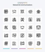 Creative Network And Communications 25 OutLine icon pack  Such As location. pin. arrow. performance. dashboard vector