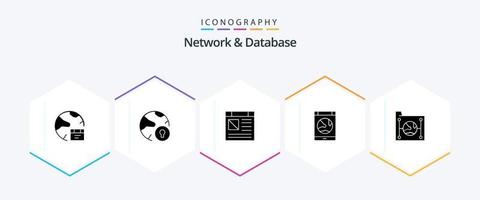 Network And Database 25 Glyph icon pack including internet. app. padlock. page vector