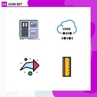 Modern Set of 4 Filledline Flat Colors and symbols such as design programming layout coding right Editable Vector Design Elements