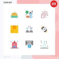 grupo de 9 signos y símbolos de colores planos para el transporte elementos de diseño de vectores editables de educación de caja de comida buena