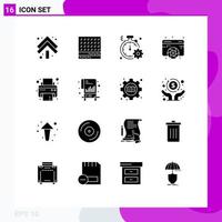 16 Universal Solid Glyphs Set for Web and Mobile Applications graphic designing waffle design quick Editable Vector Design Elements