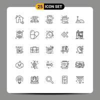 conjunto de 25 iconos modernos de la interfaz de usuario signos de símbolos para elementos de diseño vectorial editables en línea de color de la cesta de la construcción vector