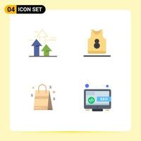 Modern Set of 4 Flat Icons Pictograph of arrows garments forward shirt handbag Editable Vector Design Elements