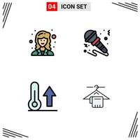 Universal Icon Symbols Group of 4 Modern Filledline Flat Colors of academic climate scientist sound nature Editable Vector Design Elements