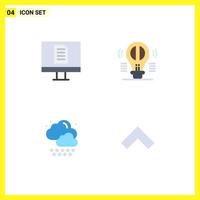 Pictogram Set of 4 Simple Flat Icons of computer rain brain mind arrow Editable Vector Design Elements