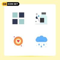 Mobile Interface Flat Icon Set of 4 Pictograms of grid signal drops medical wedding Editable Vector Design Elements