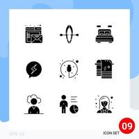 9 Universal Solid Glyphs Set for Web and Mobile Applications plug electronic living power sms Editable Vector Design Elements