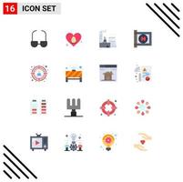 Group of 16 Modern Flat Colors Set for board target construction seo hospital Editable Pack of Creative Vector Design Elements
