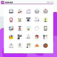 Editable Vector Line Pack of 25 Simple Flat Colors of cancel upload mubarak pass email Editable Vector Design Elements