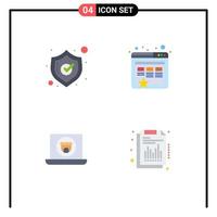 4 concepto de icono plano para sitios web móviles y aplicaciones cámara de seguridad marcador multimedia financiero elementos de diseño vectorial editables vector