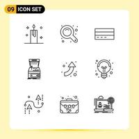 Set of 9 Vector Outlines on Grid for game arcade zoom tool user finance Editable Vector Design Elements