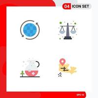 4 Universal Flat Icons Set for Web and Mobile Applications global ice travel balance scale food Editable Vector Design Elements