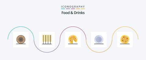 Paquete de 5 iconos planos de alimentos y bebidas que incluye. pizza. pizza. Comida rápida. comida vector