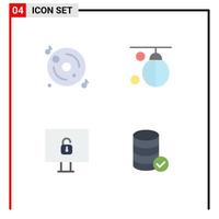 Pack of 4 creative Flat Icons of disk computer multimedia boxing security Editable Vector Design Elements