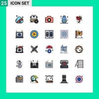 Universal Icon Symbols Group of 25 Modern Filled line Flat Colors of love tracked camera outline bluetooth Editable Vector Design Elements