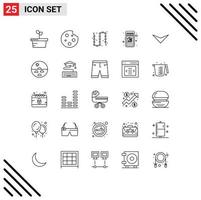 25 User Interface Line Pack of modern Signs and Symbols of down cart chain online shop luxury Editable Vector Design Elements