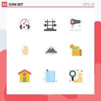 User Interface Pack of 9 Basic Flat Colors of hill interface dryer hand body language Editable Vector Design Elements