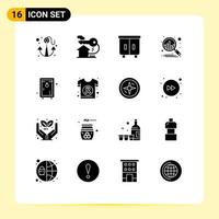 Set of 16 Modern UI Icons Symbols Signs for park locker decor analysis business Editable Vector Design Elements