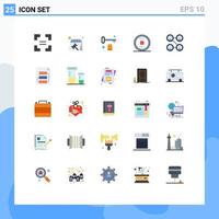 25 User Interface Flat Color Pack of modern Signs and Symbols of document friends tag connections stop Editable Vector Design Elements