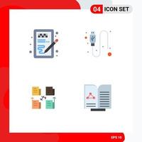 conjunto de 4 paquetes de iconos planos comerciales para elementos de diseño vectorial editables de carpeta de datos de idea de intercambio creativo vector