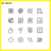 Set of 16 Vector Outlines on Grid for paste interface task document thanksgiving Editable Vector Design Elements