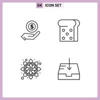 Universal Icon Symbols Group of 4 Modern Filledline Flat Colors of ecommerce rangoli dollar flower mailbox Editable Vector Design Elements