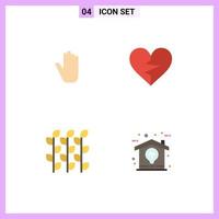 Group of 4 Flat Icons Signs and Symbols for body language autumn interface like grain Editable Vector Design Elements