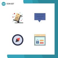 Modern Set of 4 Flat Icons and symbols such as cyber monday browser shopping chat louck Editable Vector Design Elements