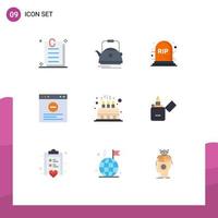 9 Creative Icons Modern Signs and Symbols of cute cake halloween party internet Editable Vector Design Elements