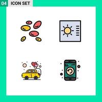 Universal Icon Symbols Group of 4 Modern Filledline Flat Colors of hematology love white cells layout application Editable Vector Design Elements