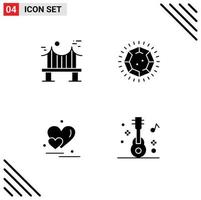 4 User Interface Solid Glyph Pack of modern Signs and Symbols of across heart river gem couple Editable Vector Design Elements