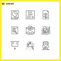 Set of 9 Modern UI Icons Symbols Signs for cv clipboard programing application finance Editable Vector Design Elements